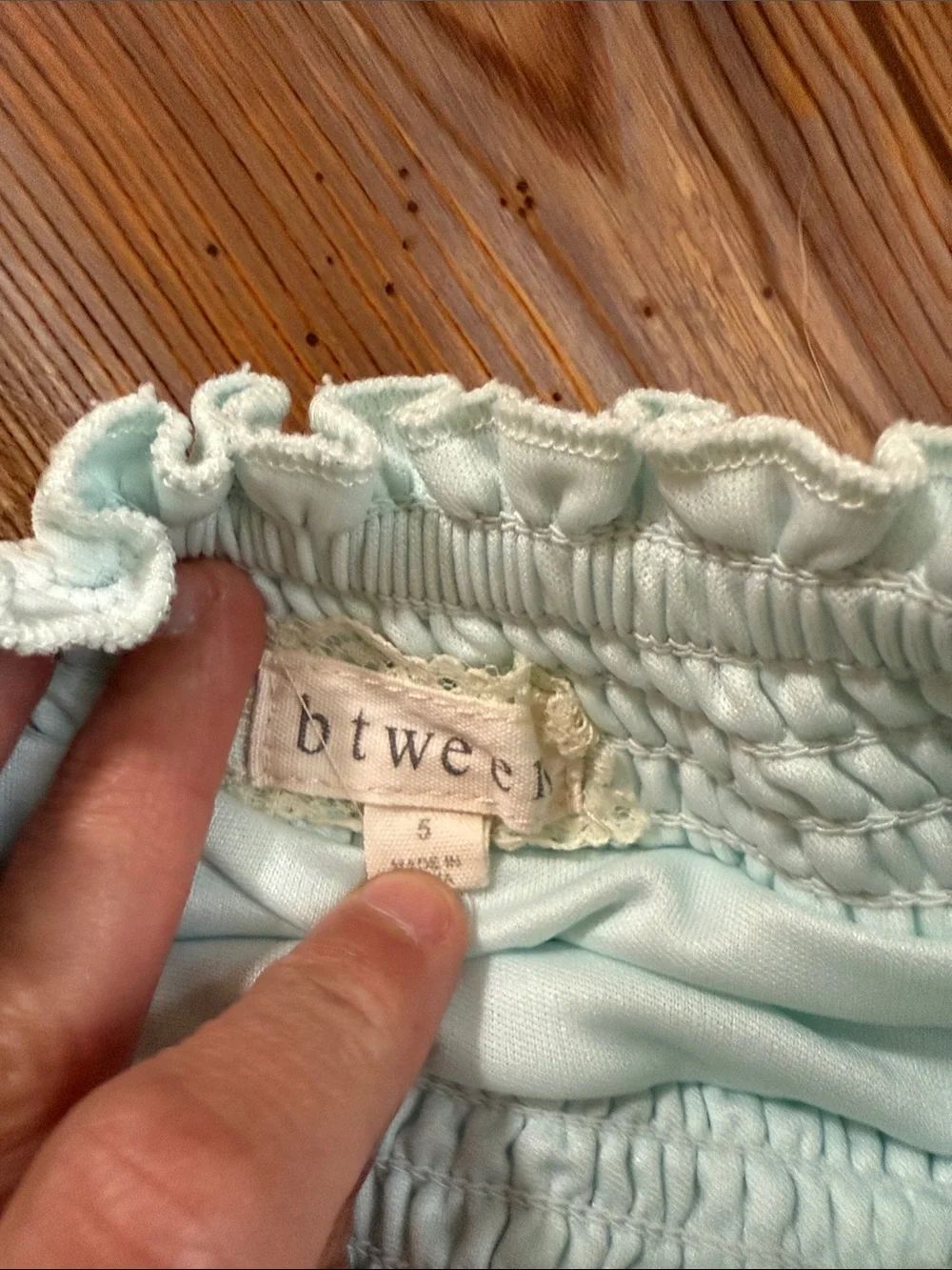 btween Light Mint Green Eyelet Ruffle Two-Piece Matching Set